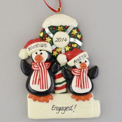 Personalized Engaged Penguins christmas Ornaments