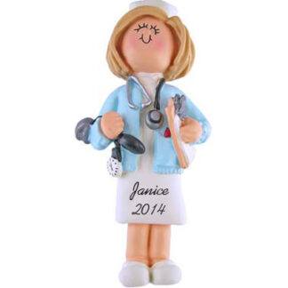 Nurse Personalized Christmas Ornaments - Female Blonde