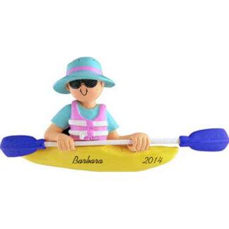 Kayak Girl Personalized Christmas Ornaments