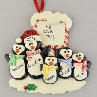 Three Grandchildren with Grandparents Personalized Christmas Ornament