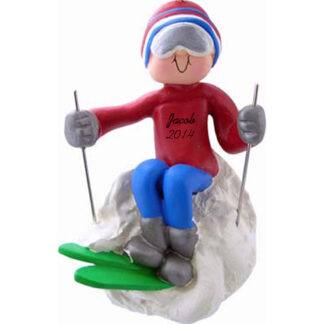 Skier: Male, Personalized Christmas Ornament