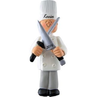 Chef male personalized christmas ornament